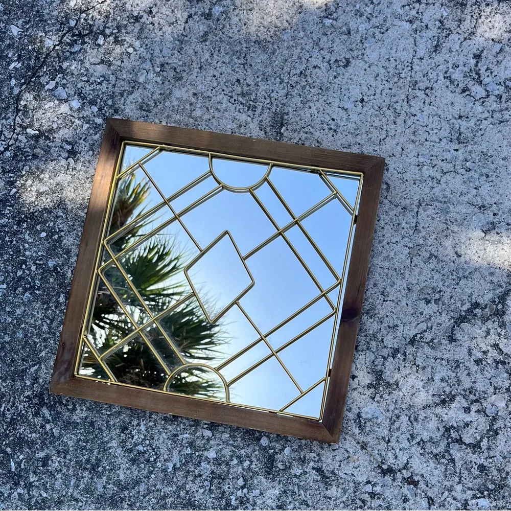Art Deco Mirror Wood Metal Retro